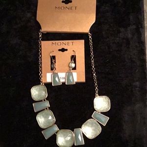 Monet gold plated necklace and earrings